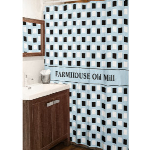 Ferme moderne Bleu Douche Noir Rideau