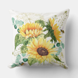 Ferme moderne tournesol et coussin d'abeille