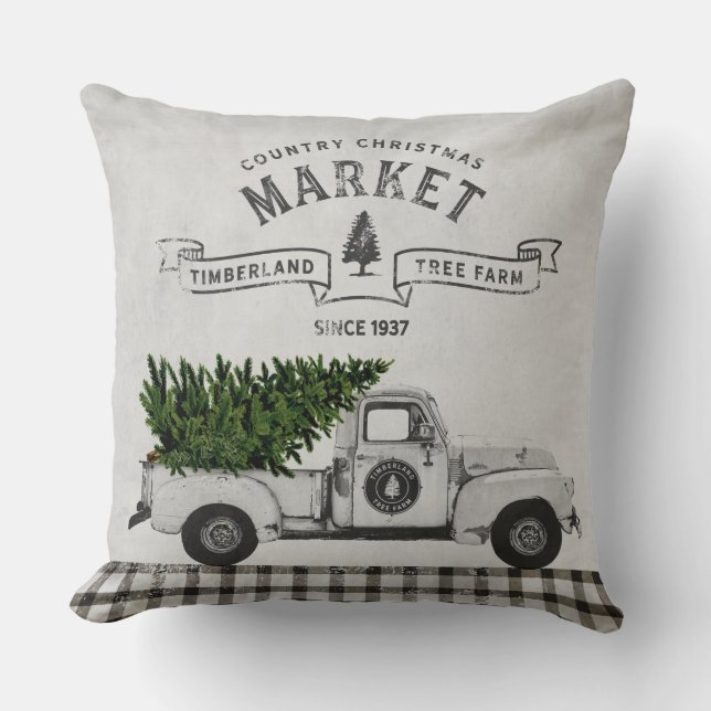 Ferme Noël Arbre Ferme Camion Coussin (Recto)