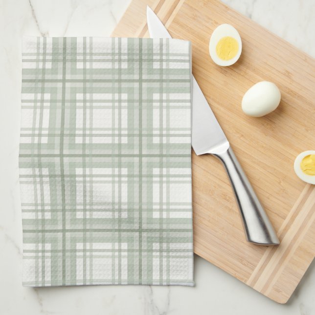 Ferme Plaid Sage Green, Crème Serviettes de cuisin (Quart Plié)