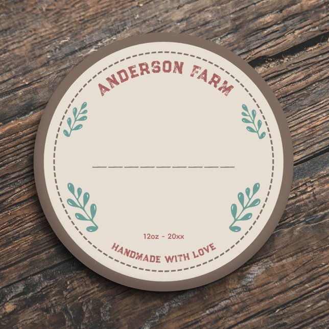 Ferme rustique avec Autocollant Étiquette Feuille (Rustic Farm with Leaves Label Sticker )