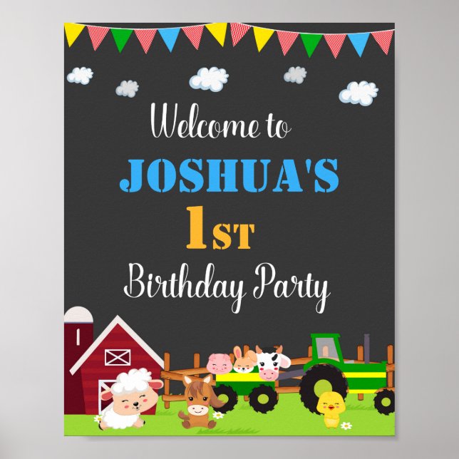 Ferme signe de fête de bienvenue Barnyard affiche  (Devant)