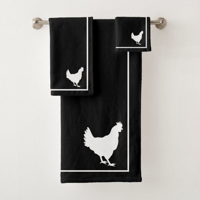 Ferme Silhouette de Black and White Hen (En situation)