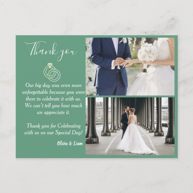 Fermer Green Mariage anneau Merci Mariage Carte po (Devant)