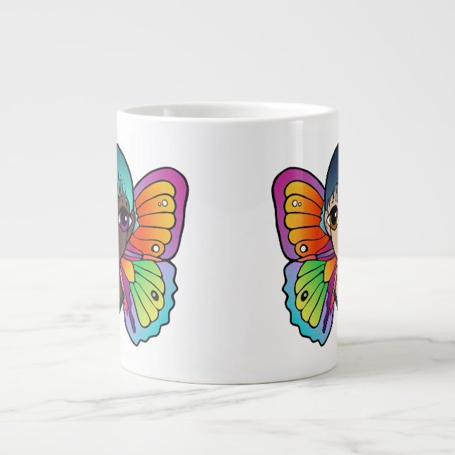Fermer la femme avec papillon ailes spécialité Mug (Devant)