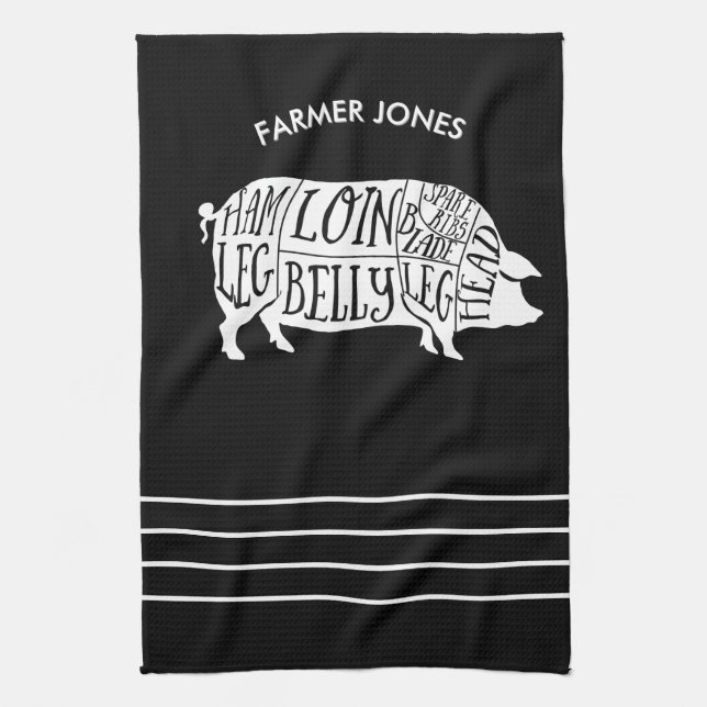 Fermier Porc Viande Coupes Cuisine Serviette Bouch (Vertical)