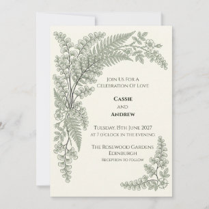 Fern and Ginkgo Botanical Wedding Invitation