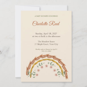 Fern and Wheat Rainbow Baby Shower Invitation