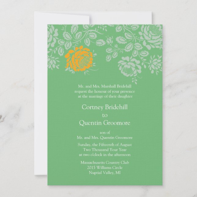 Fern Bold Coloured Wedding Invitation (Front)