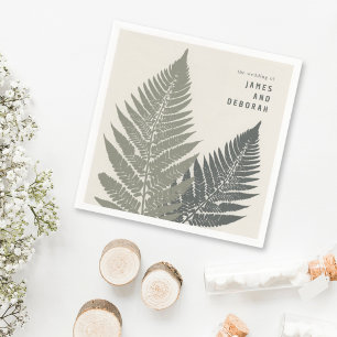 Fern Botanical Modern Minimal Woodland Wedding Napkin