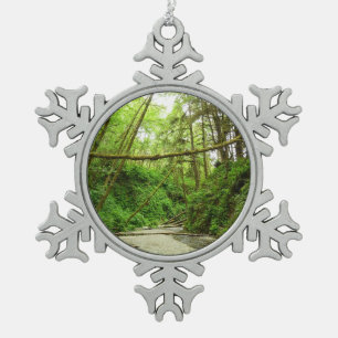 Fern Canyon I at Redwood National Park Snowflake Pewter Christmas Ornament
