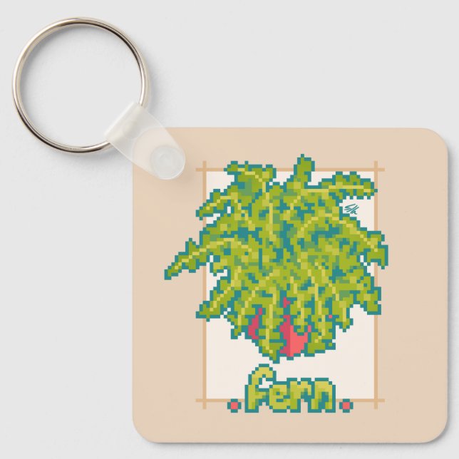 Fern, fern Pixelart, Pixel Art Keychain (Front)