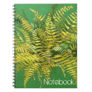 Fern, floral, customizable, greenery, blue & green notebook