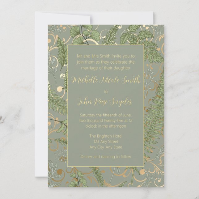 Fern Floral Pattern Invitation (Front)