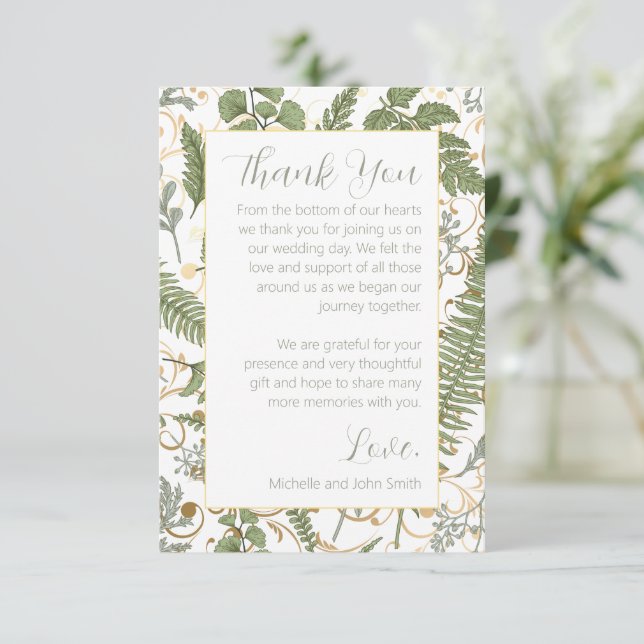 Fern Floral Pattern Thank You Card (Standing Front)