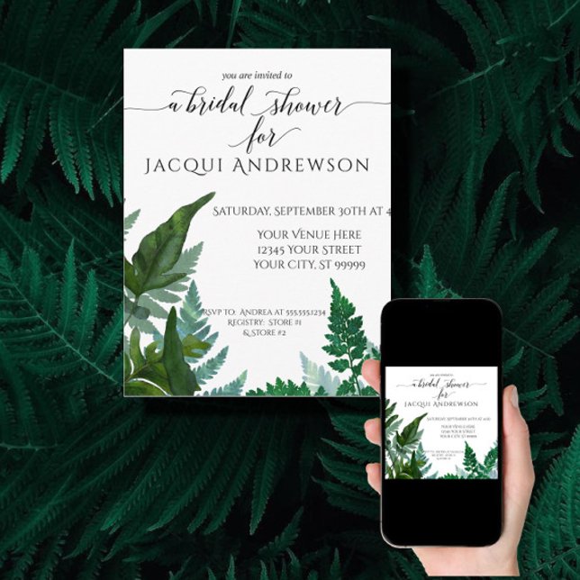Fern Foliage Botanical Bridal Shower Mint Sage Invitation (Creator Uploaded)