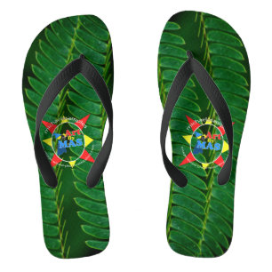 Fern Foliage with Art By MAS logo. Flip Flops