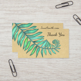 Fern Frond Botanical Ferns Palm Beige Leaf Business Card