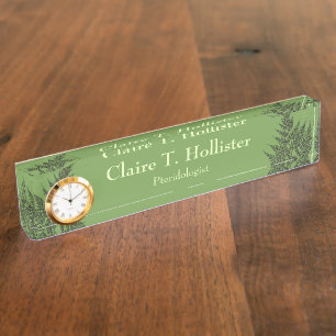 Fern Frond Silhouette Custom Name and Title Nameplate