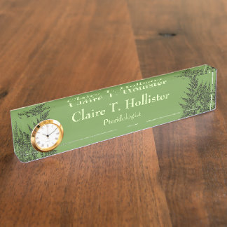 Fern Frond Silhouette Custom Name and Title Nameplate