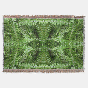 Fern Fronds I Green Nature Throw Blanket