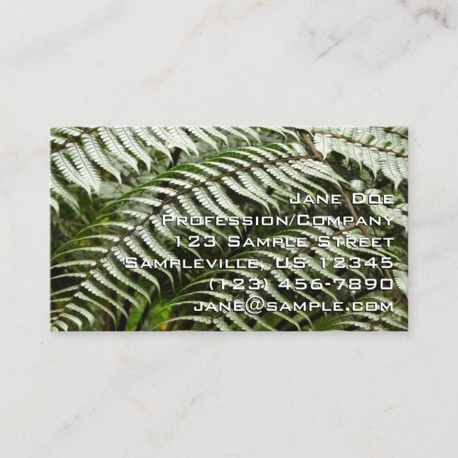 Fern Fronds II Dark Green Nature Business Card (Front)