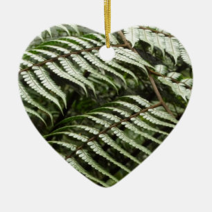 Fern Fronds II Dark Green Nature Ceramic Ornament