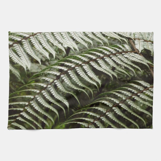 Fern Fronds II Dark Green Nature Kitchen Towel (Horizontal)