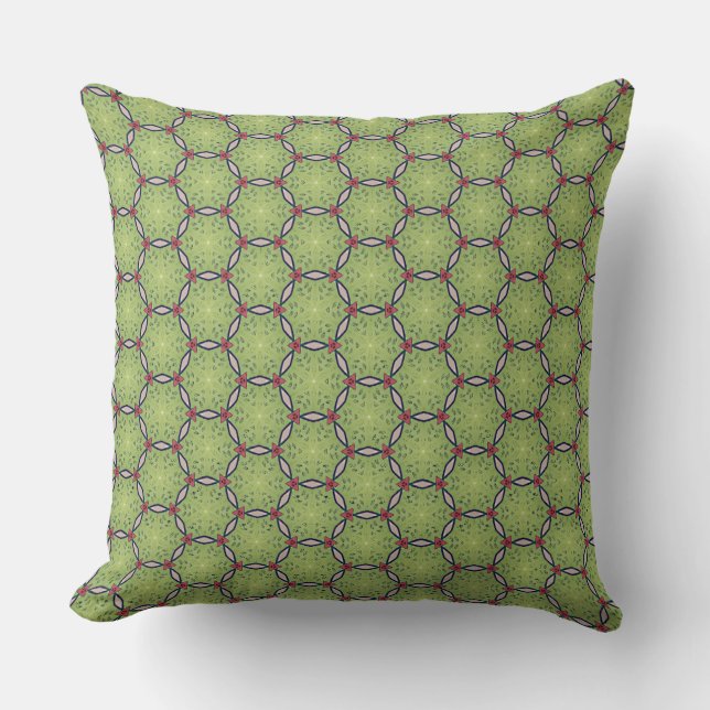 Fern Green Circle chain red triangle Throw Pillow (Front)