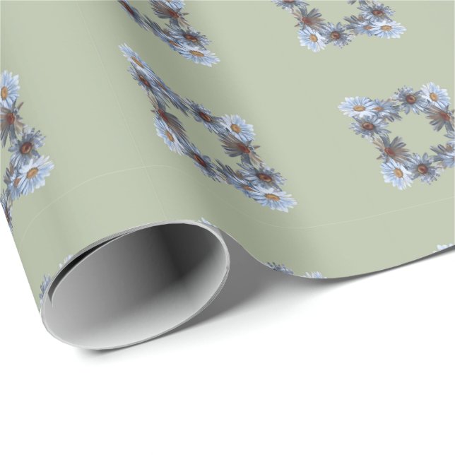 Fern green floral Gift Wrapping paper (Roll Corner)