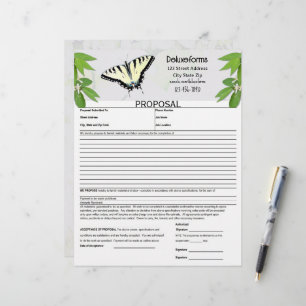 Fern Green Tiger Swallowtail Butterfly Proposal Letterhead
