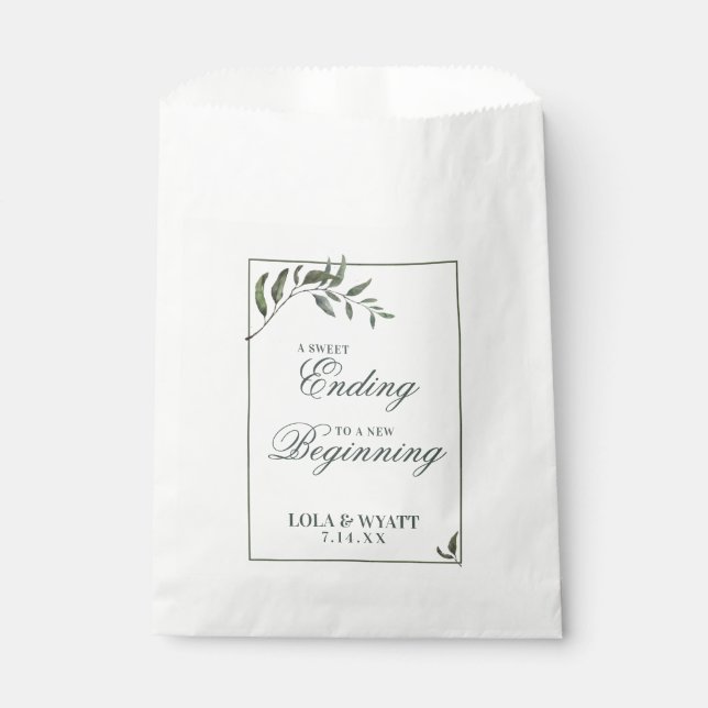 Fern Green Willow Branch Elegant Wedding Favour Favour Bag (Front)