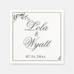 Fern Green Willow Branch Elegant Wedding Napkin