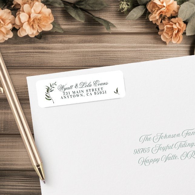 Fern Green Willow Branch Mariage élégant (Fern Green Willow Branch Elegant Return Address Labels)