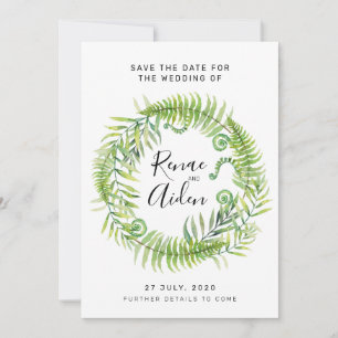 Fern Greenery Wedding Save the date, Tropical Save The Date