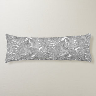 Fern in black and white body pillow