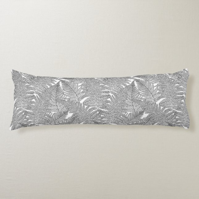 Fern in black and white body pillow (Front)