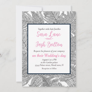 Fern in black and white invitation