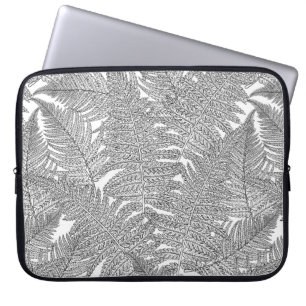 Fern in black and white laptop sleeve
