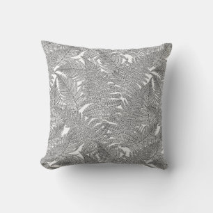 Fern in black and white throw pillow