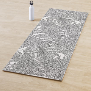 Fern in black and white yoga mat