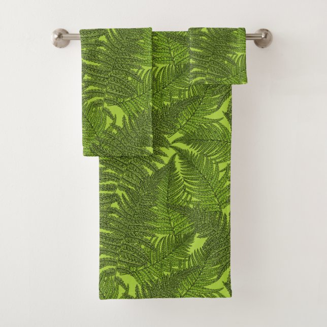 Fern in green bath towel set (Insitu)