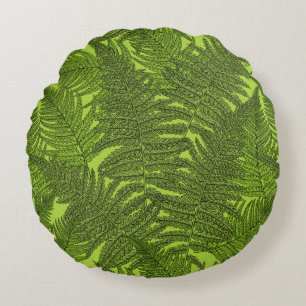 Fern in green round pillow
