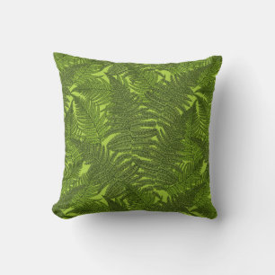 Fern in green throw pillow