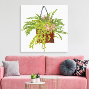 Fern Ivy Hanging Plant Botanical Illustration Art  Canvas Print