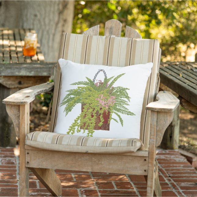 Fern Ivy Hanging Plant Botanical Illustration Art Outdoor Pillow (Chair)