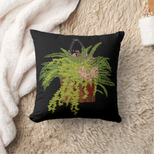 Fern Ivy Hanging Plant Botanical Illustration Art Throw Pillow