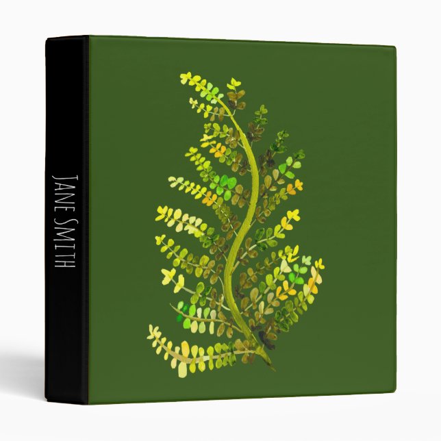Fern leaf green fern art binder (Front/Spine)
