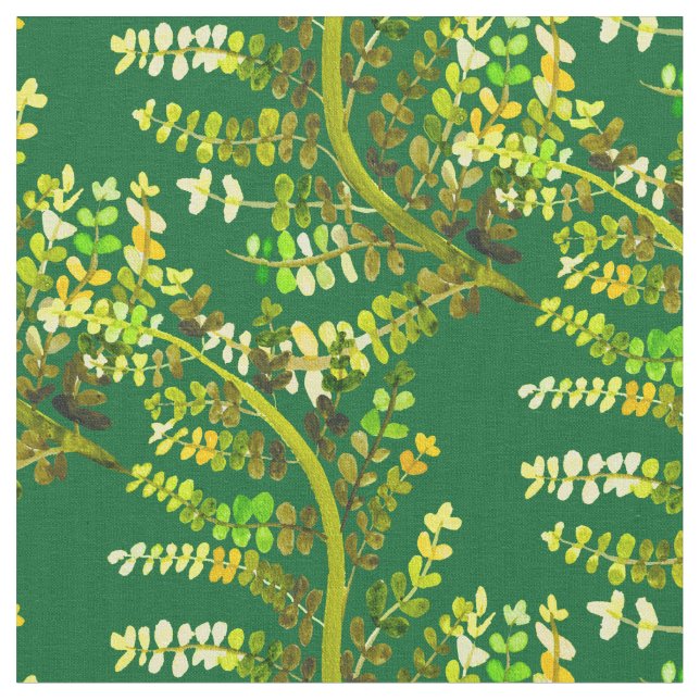 Fern leaf green fern art fabric (Close Up)