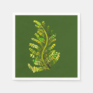 Fern leaf green fern art napkin